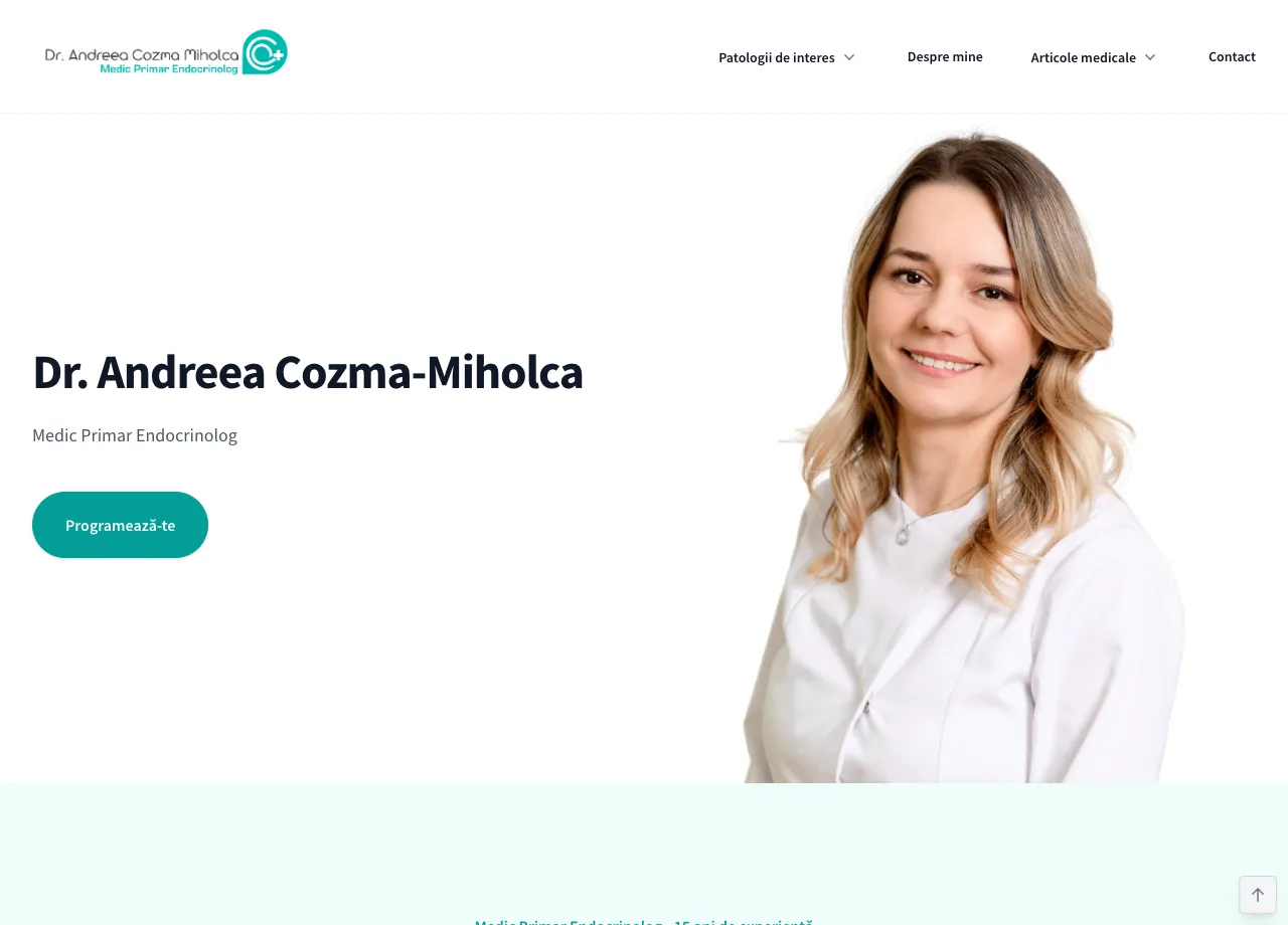 Pagina principală a site-ului Dr. Andreea Cozma-Miholca