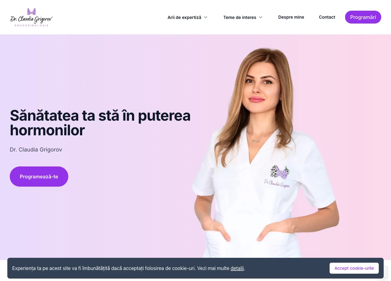 Pagina principală a site-ului Dr. Claudia Grigorov