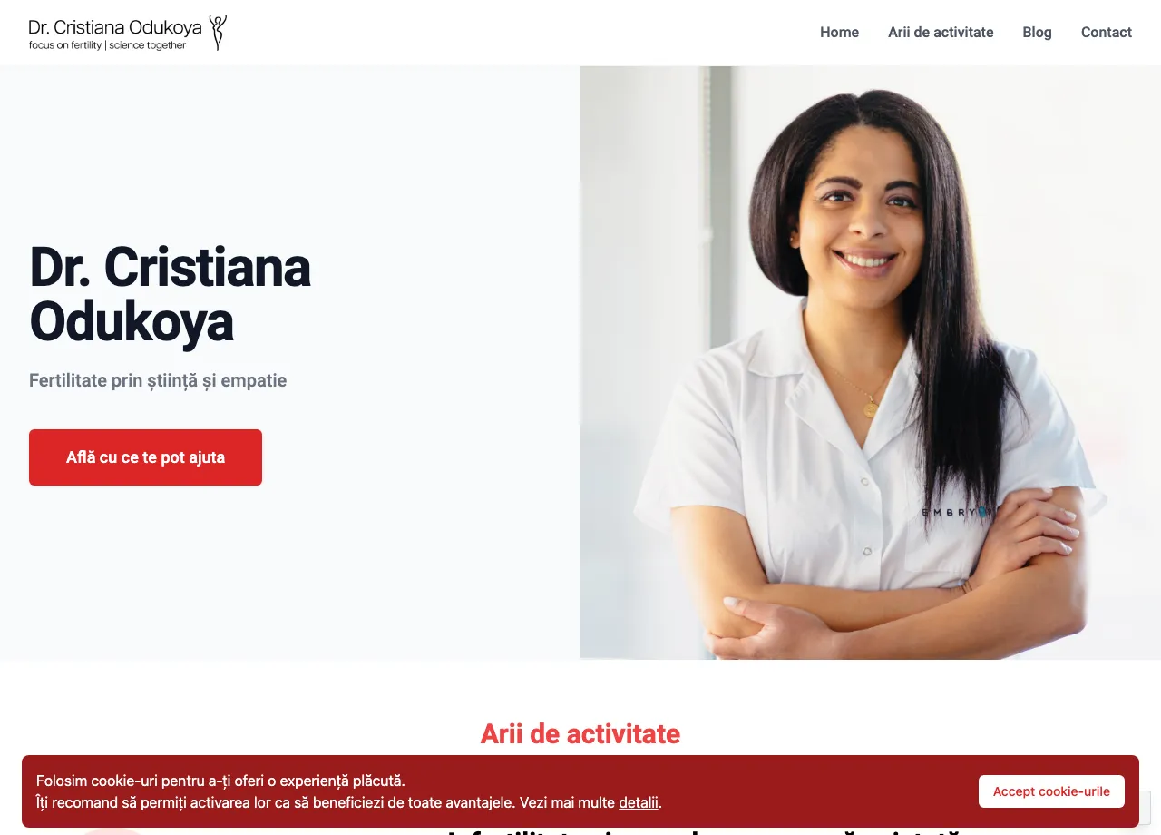 Pagina principală a site-ului Dr. Cristiana Odukoya