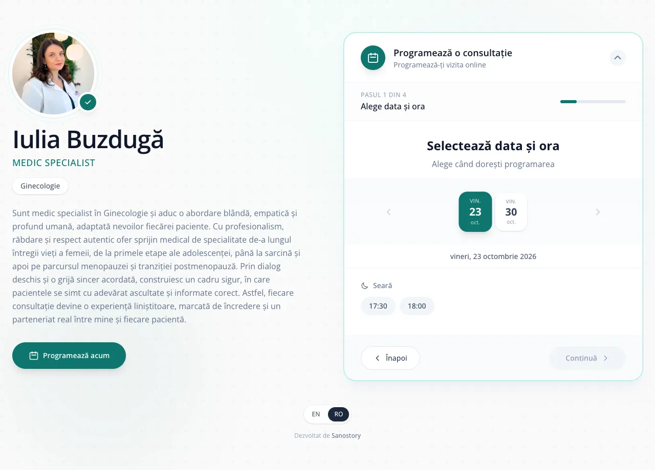 Pagina principală a site-ului Dr. Iulia Buzdugă