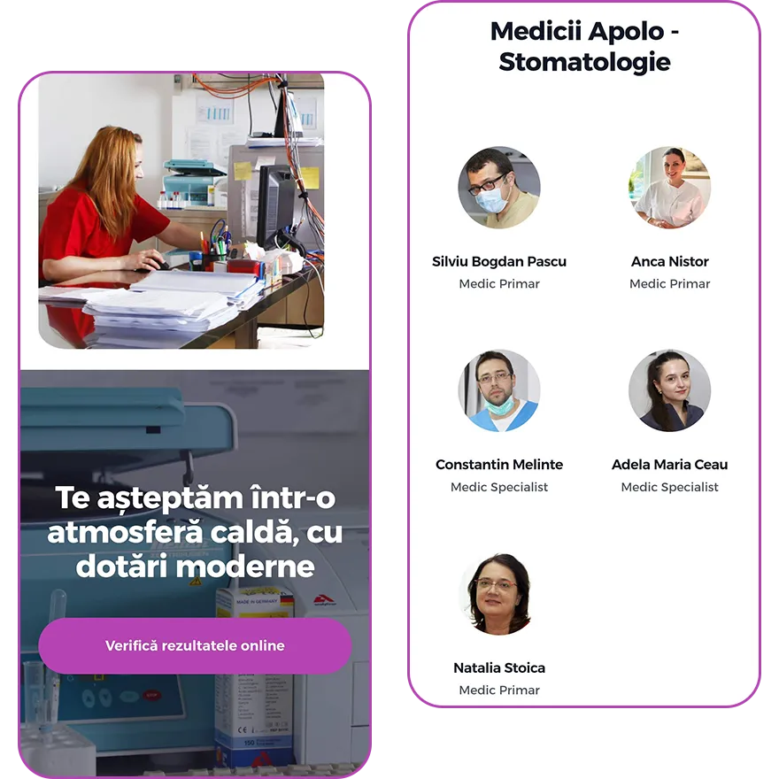 Noul website Centrul Medical Apolo pe telefon, captura 3