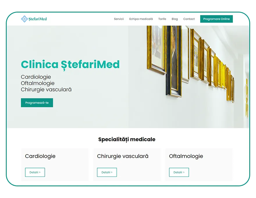 Noul website Clinica Ștefarimed pe desktop, captura 1
