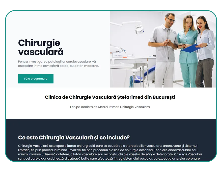 Noul website Clinica Ștefarimed pe desktop, captura 3