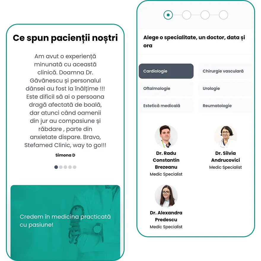 Noul website Clinica Ștefarimed pe telefon, captura 2