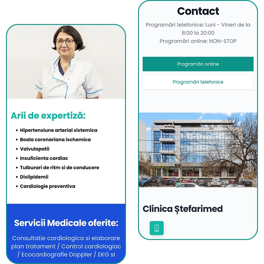 Noul website Clinica Ștefarimed pe telefon, captura 4