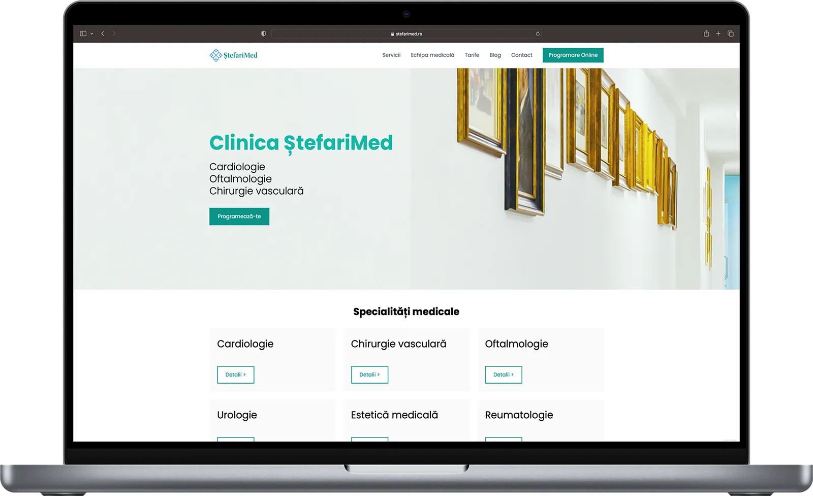 Noul website Clinica Ștefarimed pe laptop