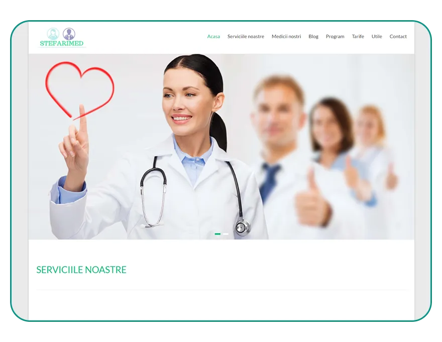 Vechiul website Clinica Ștefarimed pe desktop, captura 1