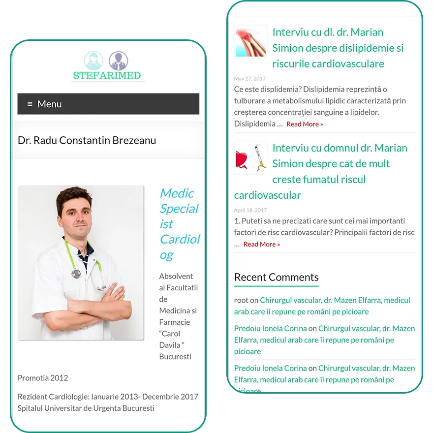 Vechiul website Clinica Ștefarimed pe telefon, captura 2